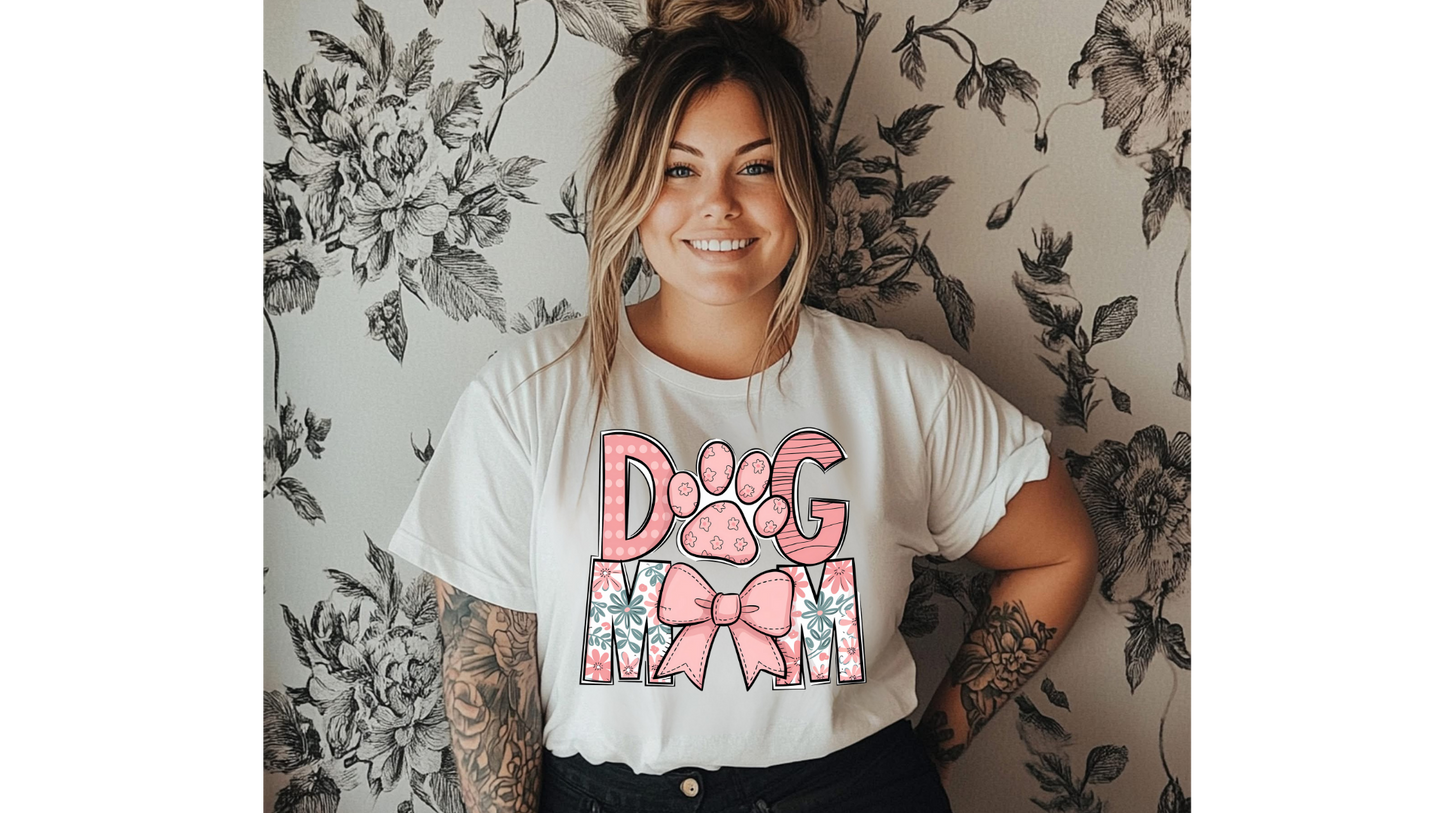DOG MOM FLORAL BOW