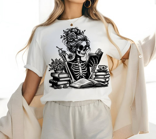 READING BOOKISH SKELETON GIRL