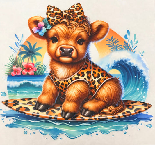Surfing girl cow