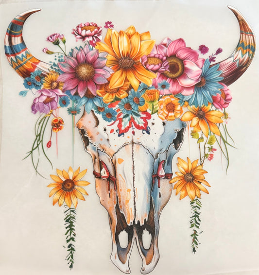 Bull skull flowers