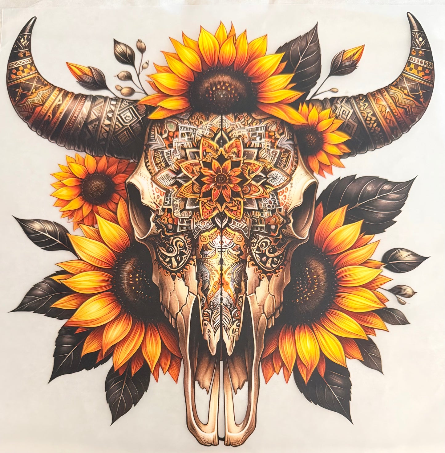 Sunflower bull skull