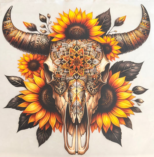 Sunflower bull skull