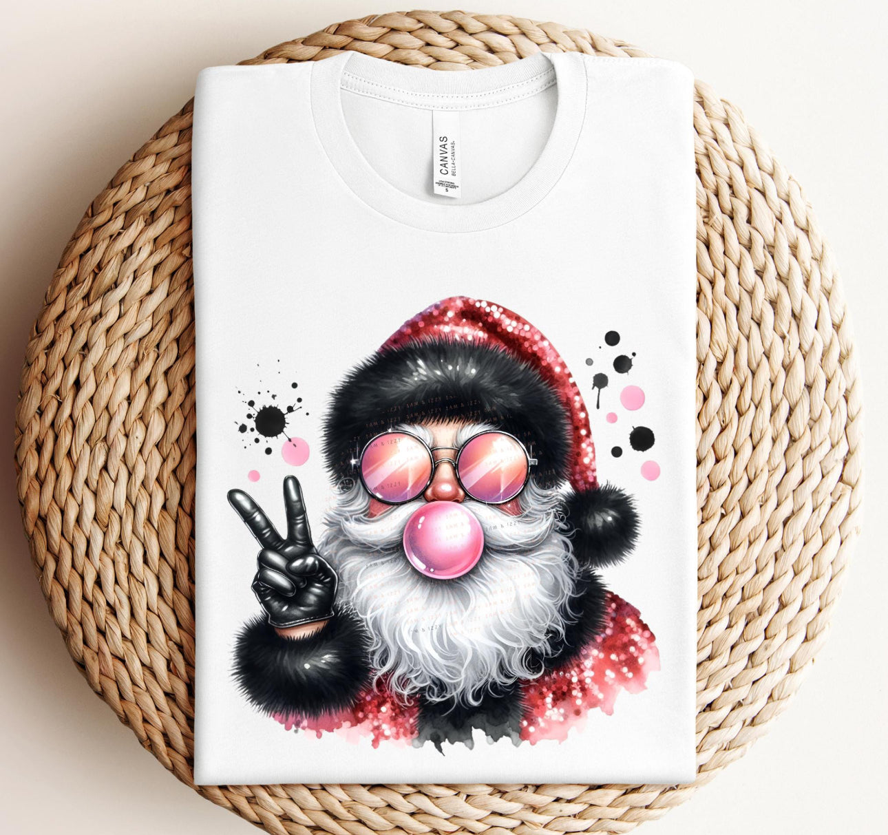 BLACK RED SEQUIN BUBBLEGUM SANTA