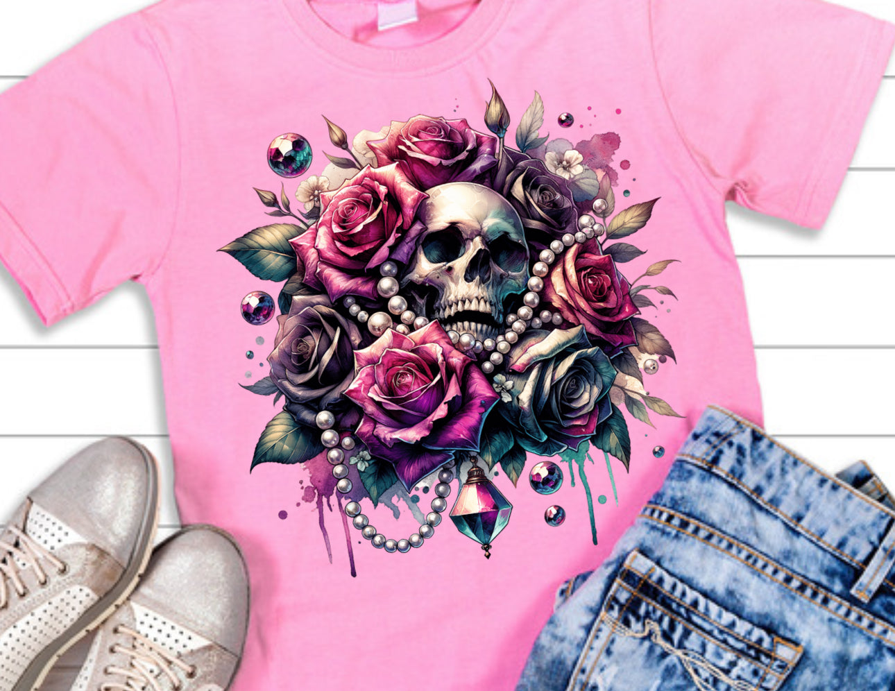 FLORAL PEARLS SKULL