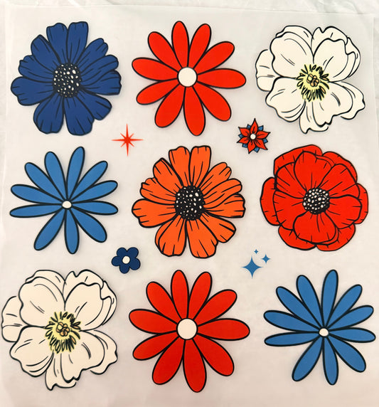 Red white blue flowers