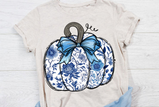 BLUE FLORAL PUMPKIN