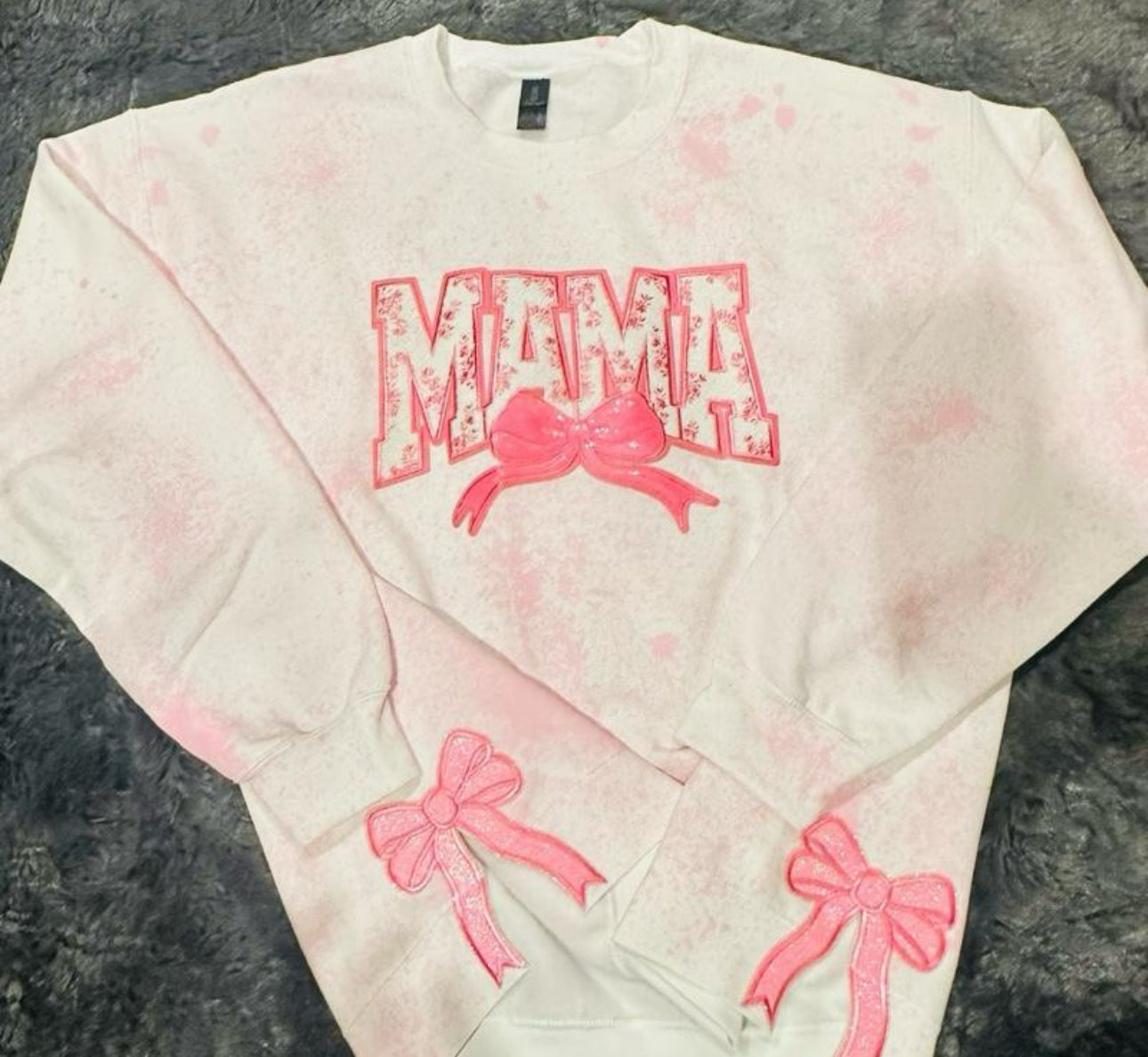 MAMA PATCH PAINT SPLATTER CREW W/ SIDE BOWS