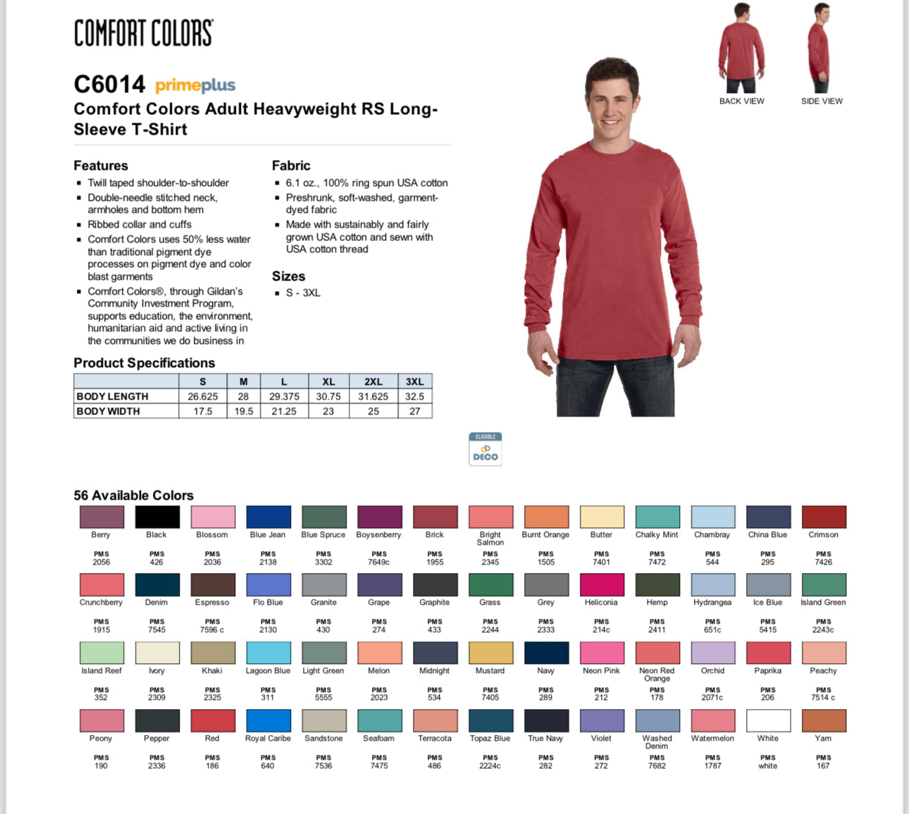 COMFORT COLORS SPECIAL ORDERS